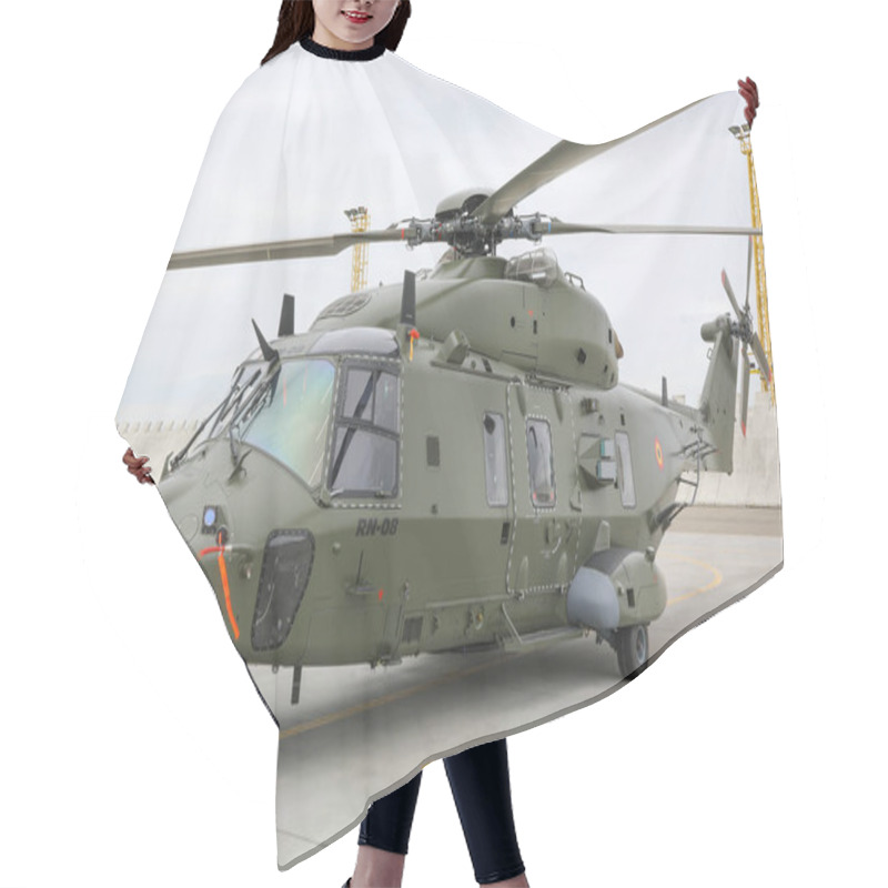 Personality  Namest Nad Oslavou, Czech Republic - 29.5.2019 Belgium Air Force NH Industries NH-90 29.5.2019 In Namest Nad Oslavou, Czech Republic Hair Cutting Cape