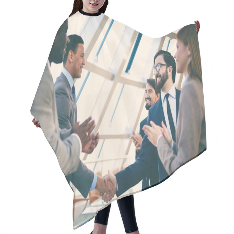 Personality  Business People  Handshaking Hair Cutting Cape