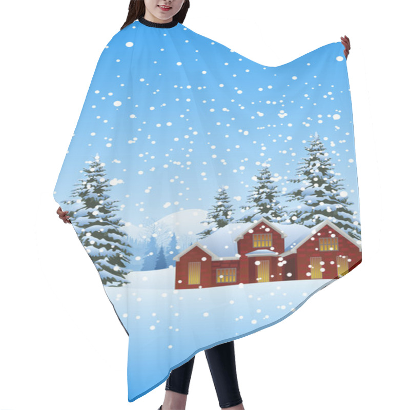 Personality  Beautiful Winter Landscape Hair Cutting Cape