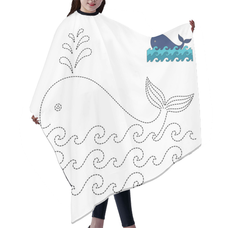 Personality  Vector Drawing Worksheet For Preschool Kids With Easy Gaming Level Of Difficulty. Simple Educational Game For Kids. Illustration Of Whale For Toddlers Hair Cutting Cape