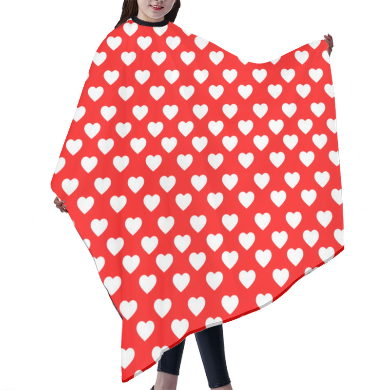 Personality  White Hearts On The Red Backgound Hair Cutting Cape