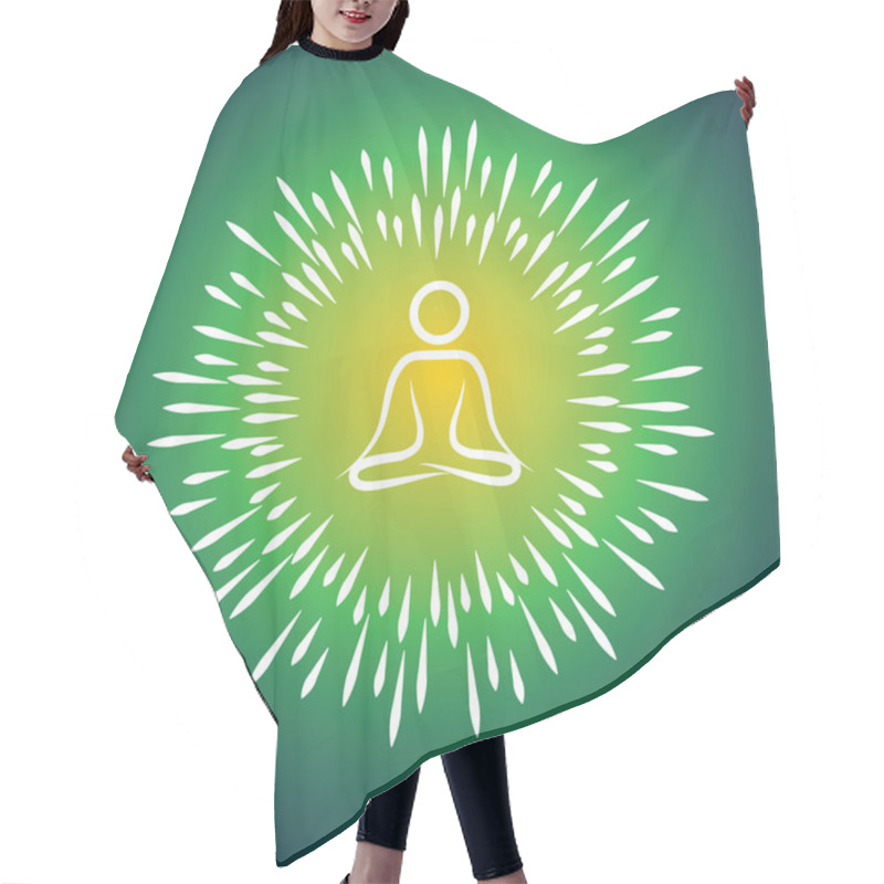 Personality  Meditation Symbol Vector Icon & Sunburst Like Rays Emerging From Hair Cutting Cape