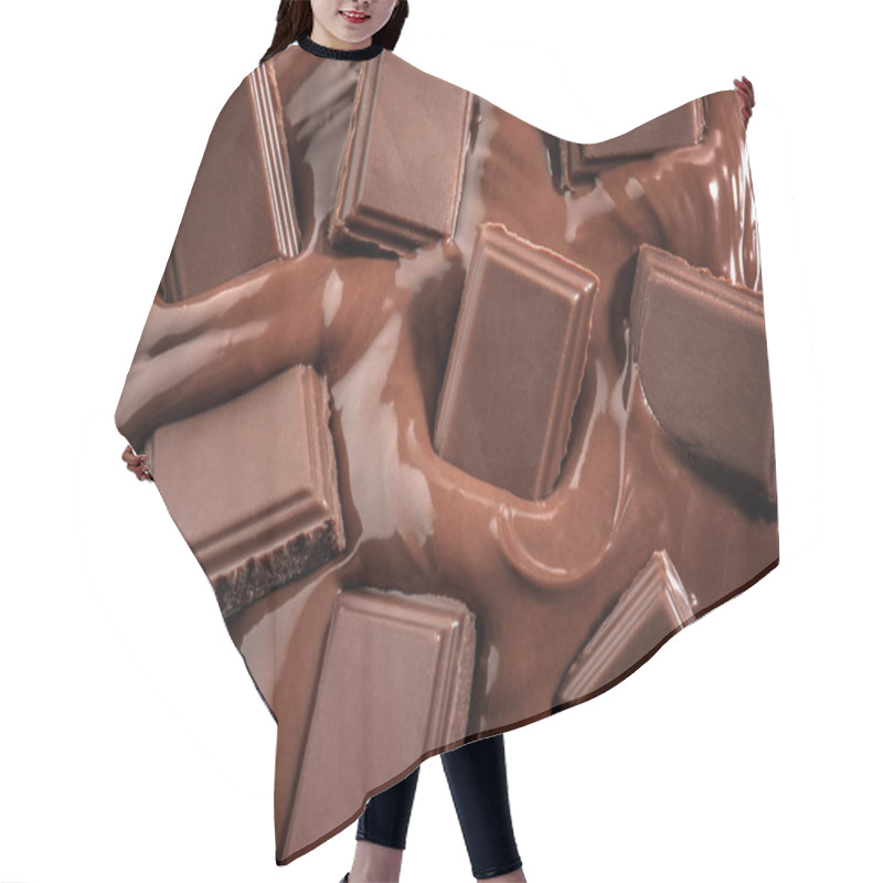 Personality  Tasty Melted And Solid Chocolate, Closeup Hair Cutting Cape