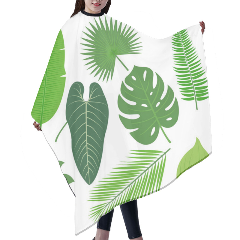 Personality  Tropical Plant Leaves Vector Collection. Hair Cutting Cape