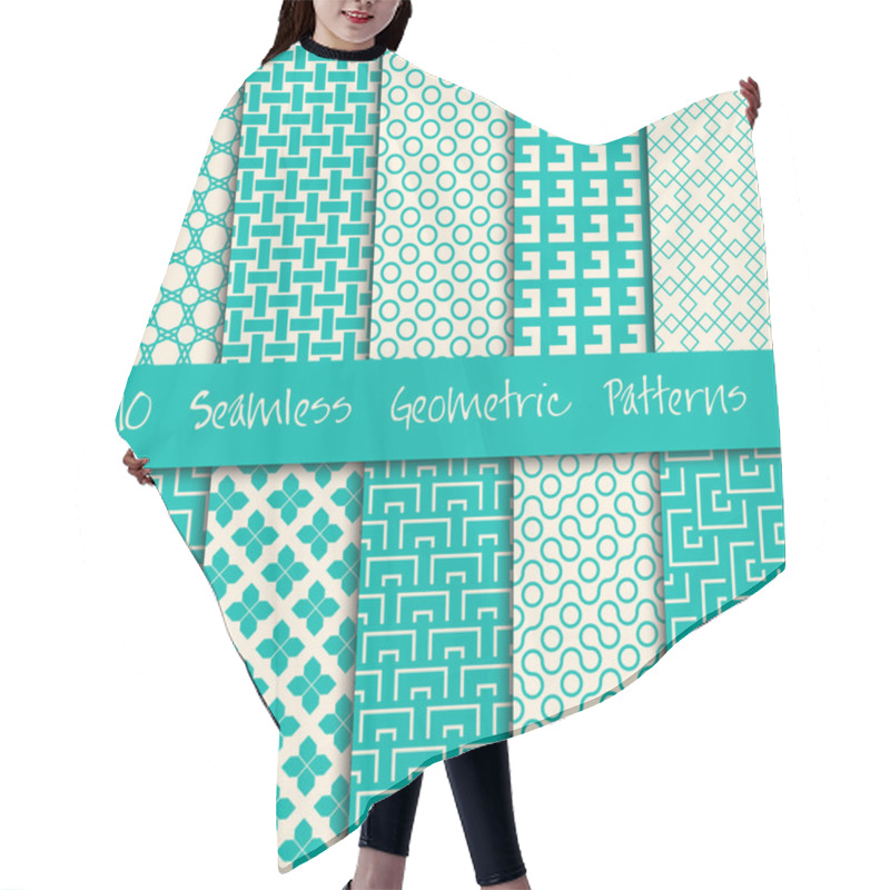 Personality  Seamless Geometric Patterns Set. Hair Cutting Cape