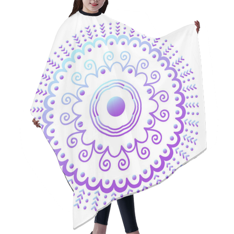 Personality  Mehendy Mandala Flower Vector Illustration Hair Cutting Cape