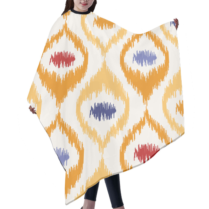 Personality  Seamless Geometric Pattern, Ikat Fabric Style. Hair Cutting Cape