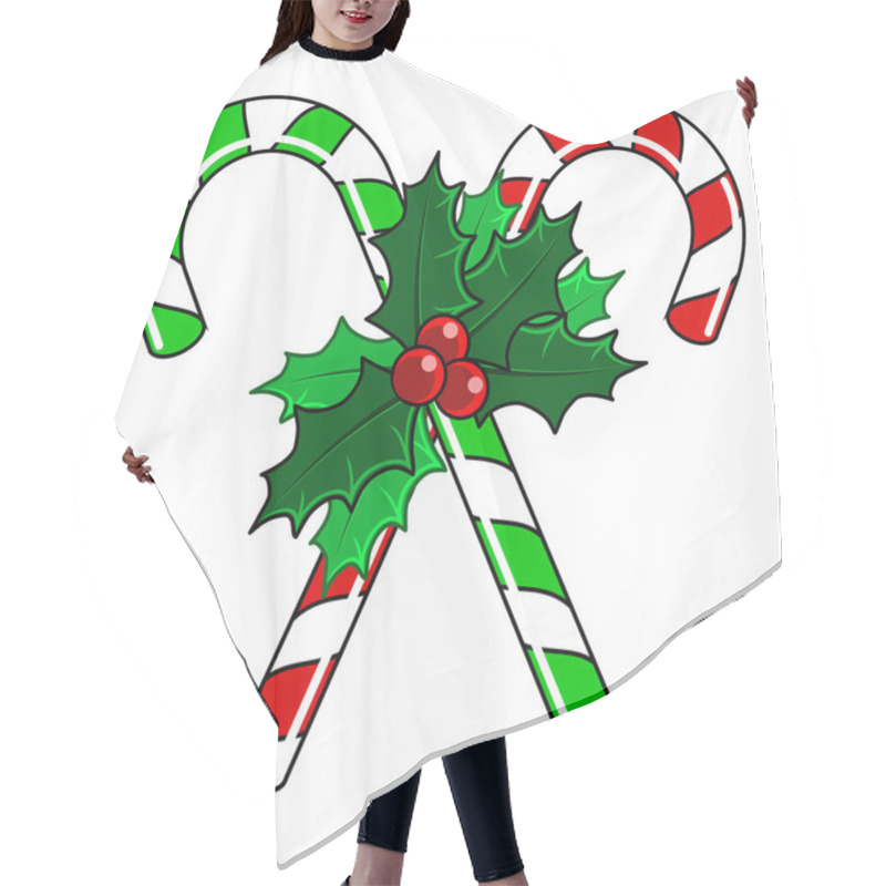 Personality  Candy Canes With Holly Hair Cutting Cape