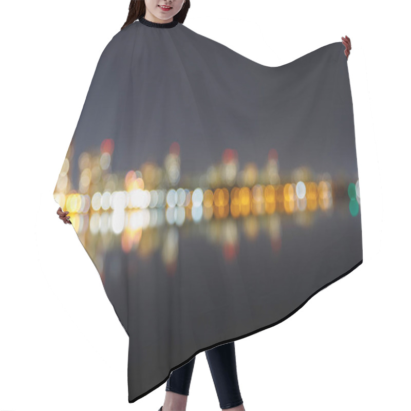 Personality  Blurred Dark Cityscape With Illuminated Buildings And Reflection Hair Cutting Cape