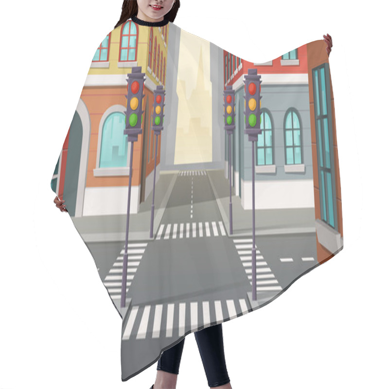 Personality  Vector City Crossroads With Traffic Lights, Intersection Hair Cutting Cape