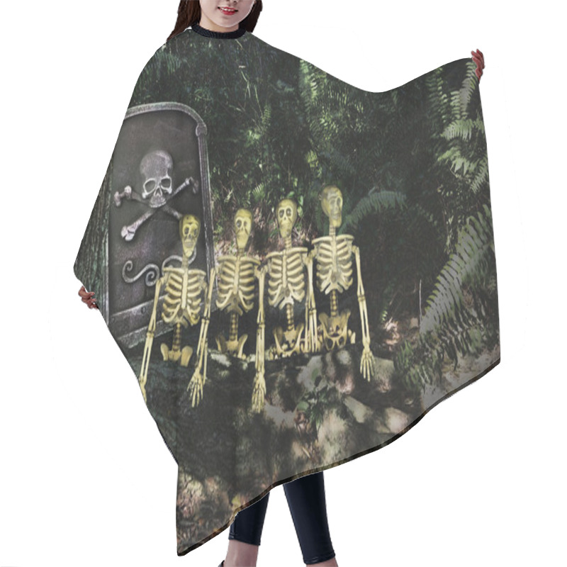 Personality  Skeletons And Headstone Hair Cutting Cape