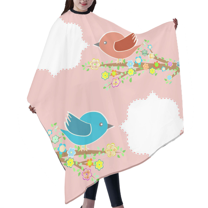 Personality  Two Birds In The Trees With Speech Bubbles On Tree Branch Hair Cutting Cape