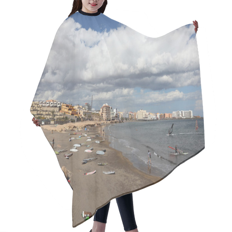 Personality  Surfers On The Beach Of El Medano, Canary Island Tenerife, Spain. Photo Tak Hair Cutting Cape