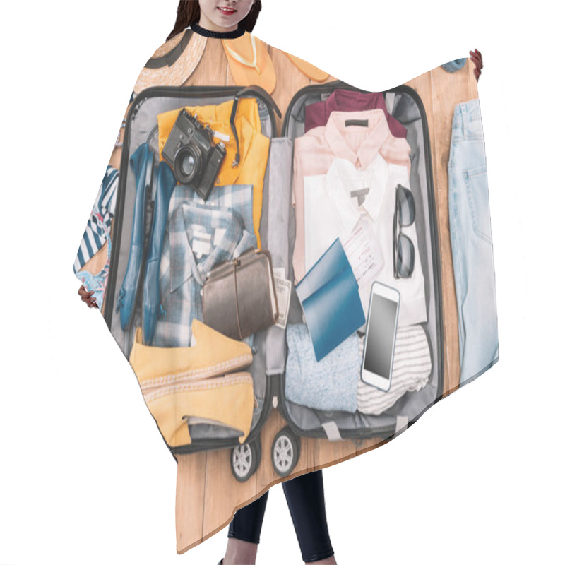 Personality  Traveler's Accessories In Open Luggage  Hair Cutting Cape