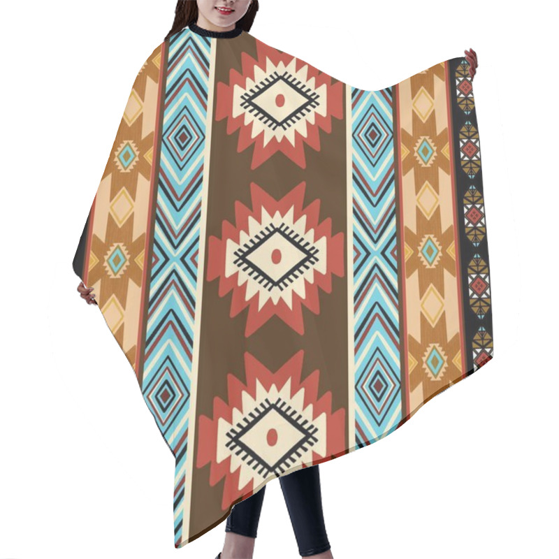 Personality  African Ethnic Tribal Pattern In Rich Red And Brown Hues, Exuding  Ethnic Classic Beauty And Cultural Significance. The Design Reflects Ancient Tribal Ethnic Artistry, Making It A Timeless. Created For The Peach Industry Hair Cutting Cape