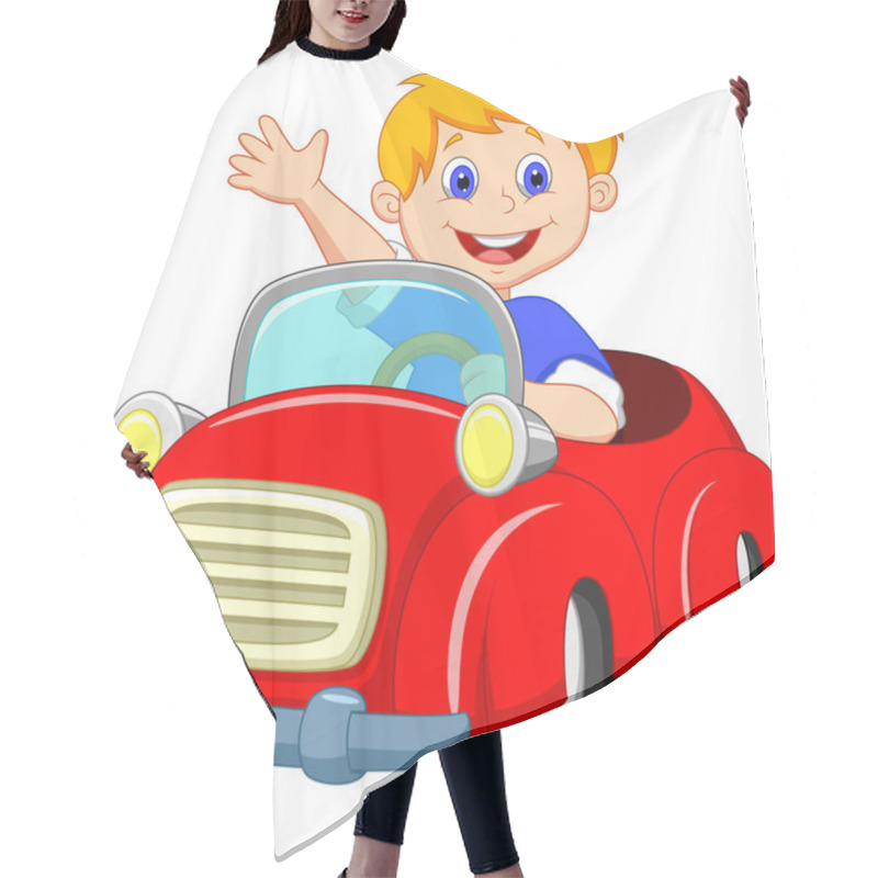 Personality  Young Boy Driving Car Hair Cutting Cape