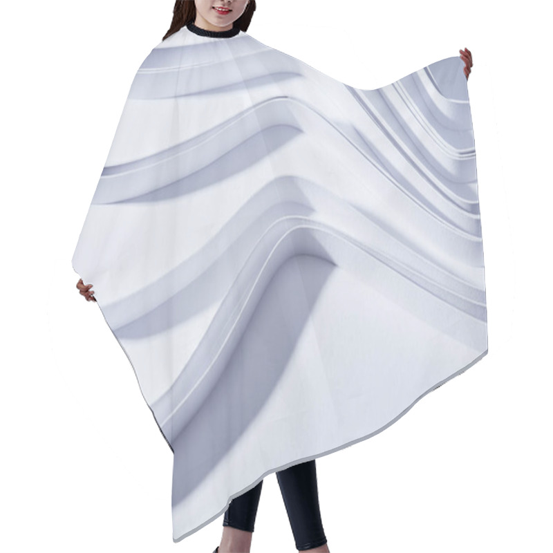 Personality  Close Up View Of Wavy Paper Stripes On White Background Hair Cutting Cape