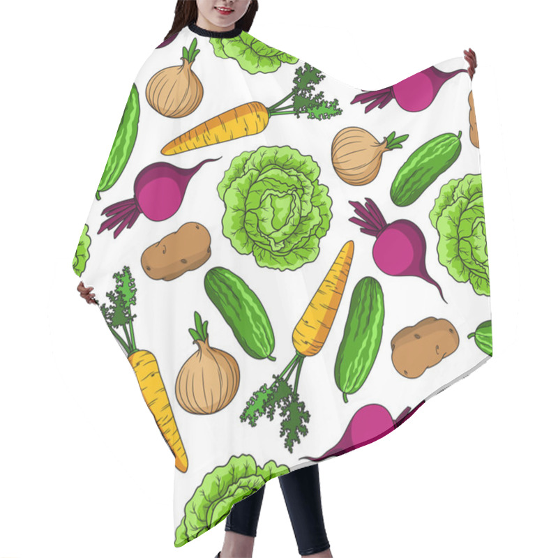 Personality  Vegetarian Seamless Pattern With Fresh Vegetables Hair Cutting Cape