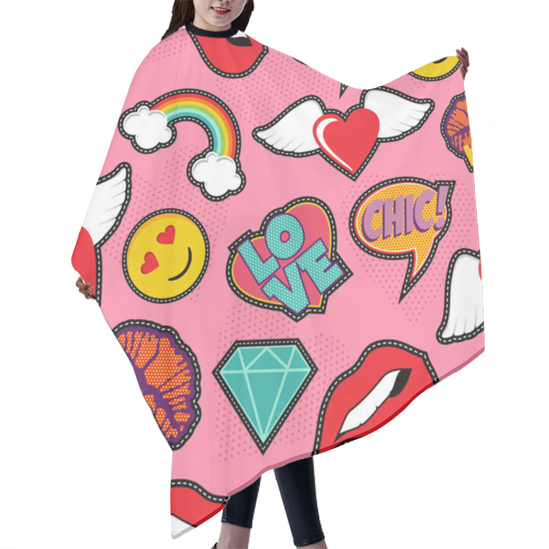 Personality  Pink Pop Art Stitch Patch Seamless Pattern Hair Cutting Cape