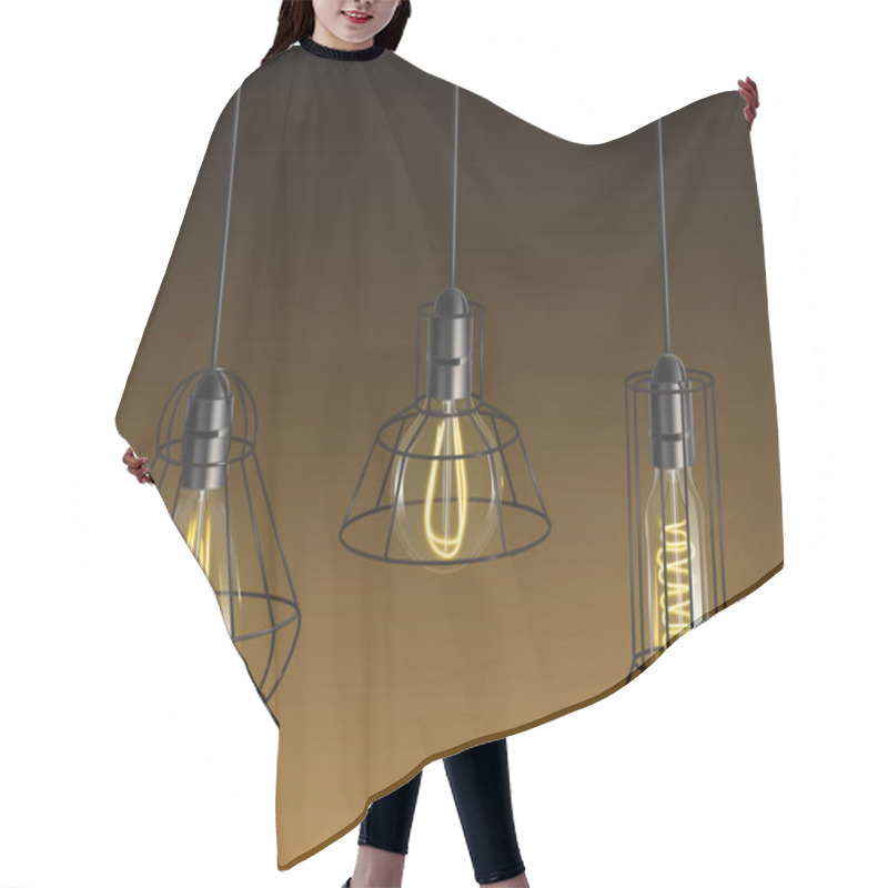 Personality  Retro Incandescent Light Bulbs With Lattice Vector Hair Cutting Cape