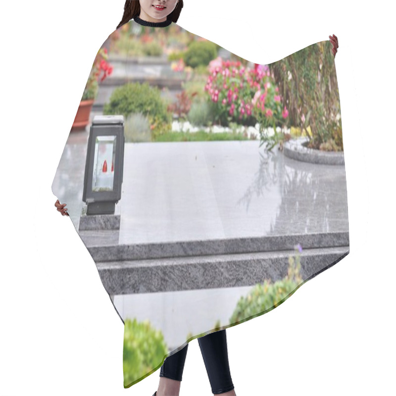 Personality  Flowers And Candle On Tomb In Churchyard Hair Cutting Cape