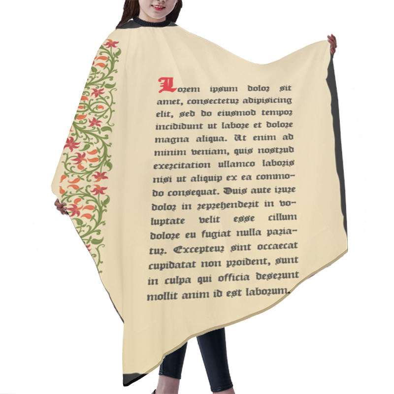 Personality  Template Book Page In A Medieval Style. Hair Cutting Cape