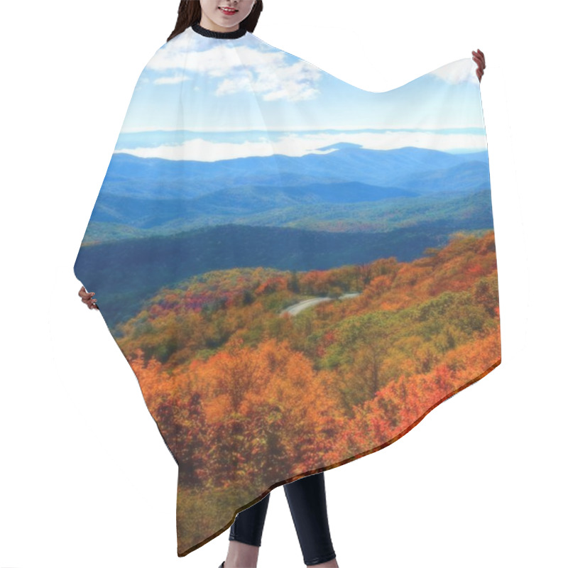 Personality  Mountain Road During Autumn Season Hair Cutting Cape