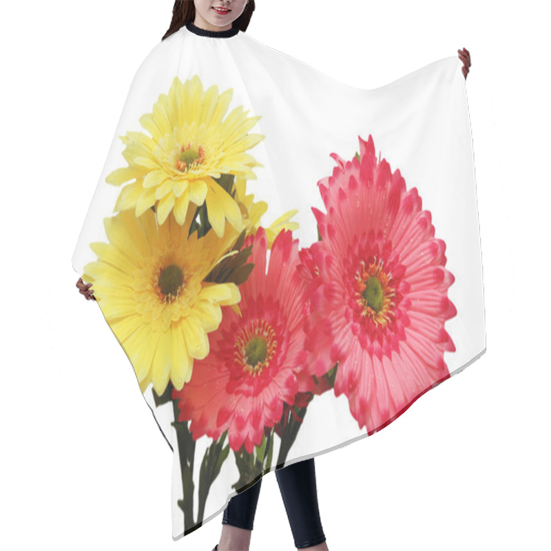 Personality  Pink And Yellow Flowers Isolated Hair Cutting Cape