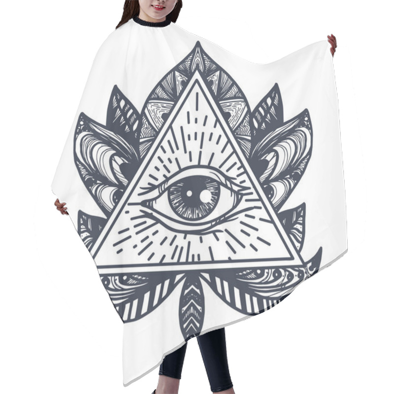 Personality  Eye On Lotus Tattoo Hair Cutting Cape