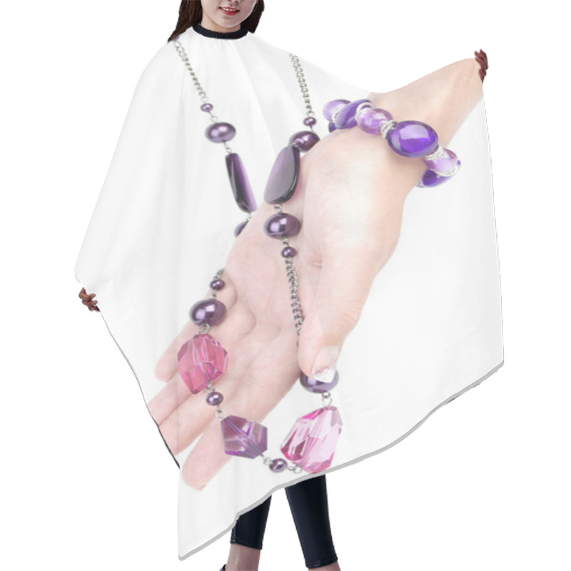 Personality  Accessories With Human Hand Isolated On Hair Cutting Cape