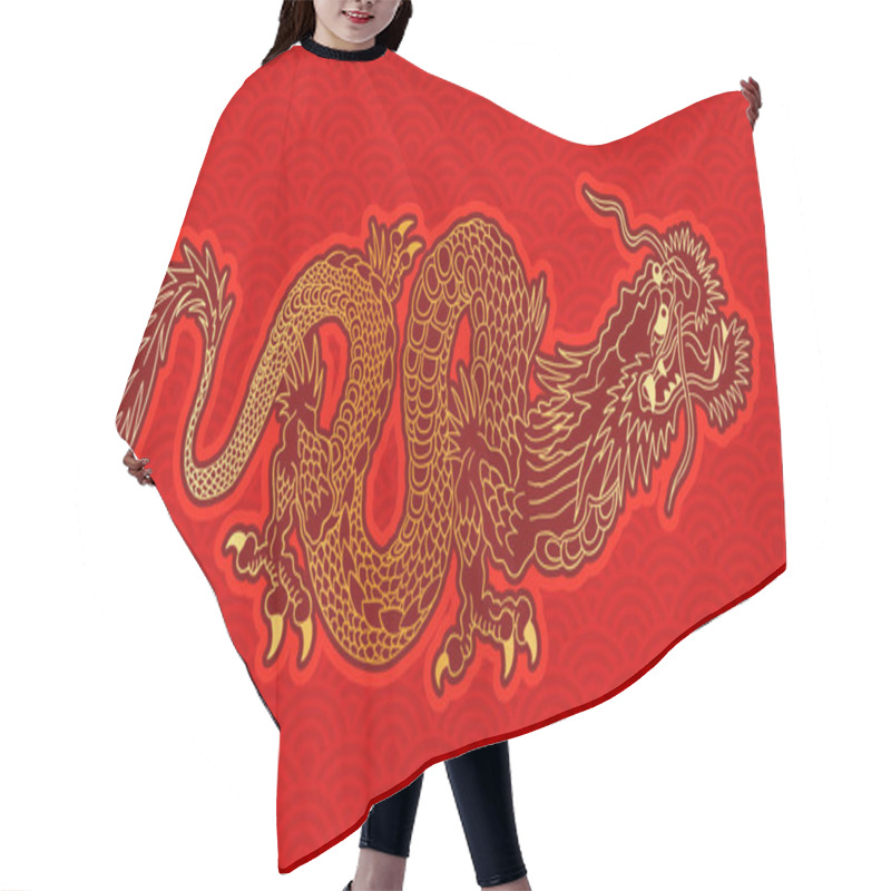 Personality  Golden Chinese Dragon Hair Cutting Cape