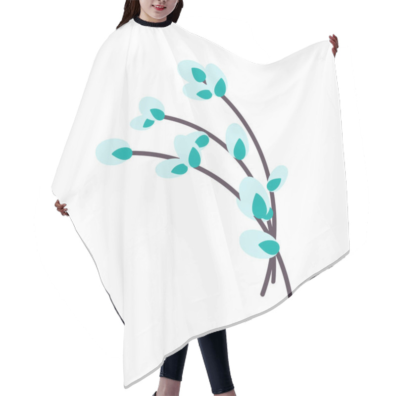 Personality   Willow Twig Isolated On A White Background. Easter Willow.Flat Vector Illustration. Design For Easter, Packaging Hair Cutting Cape