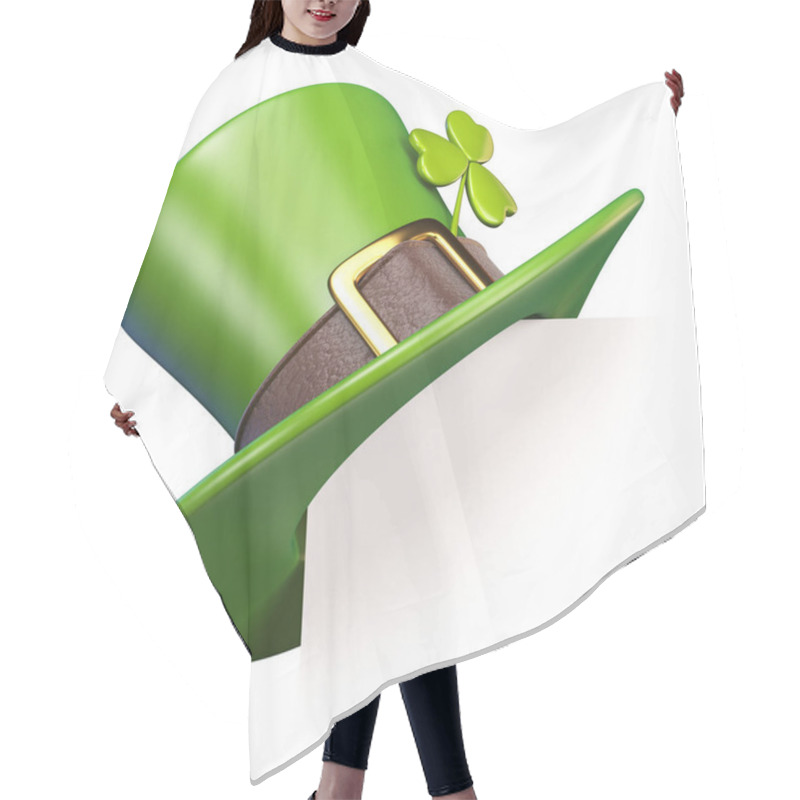 Personality  Green St. Patrick's Day Hat With Clover Paper Corner 3D Hair Cutting Cape