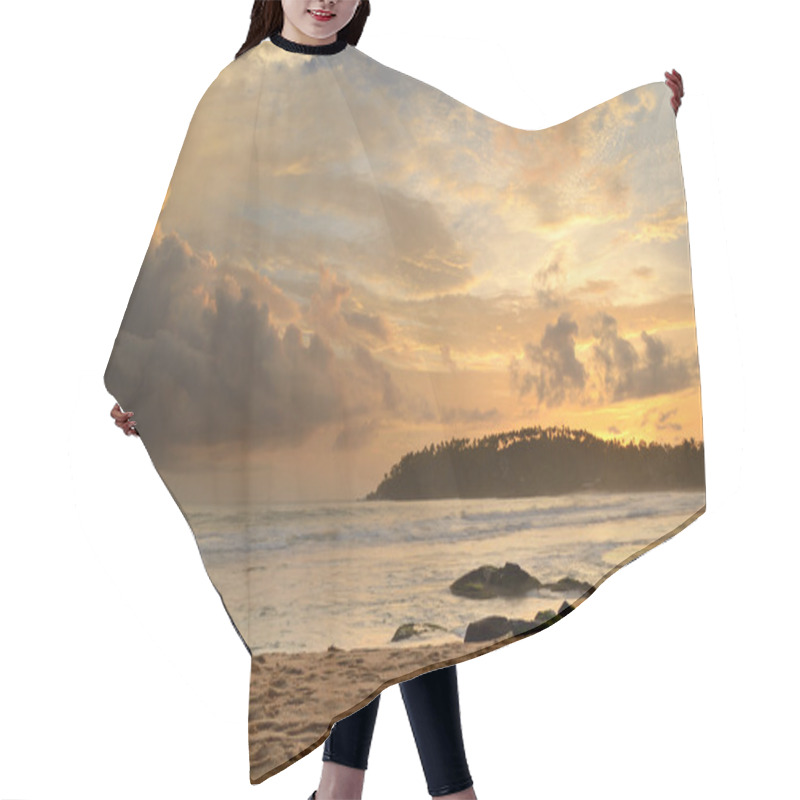 Personality  Tropical Beach At Sunset Hair Cutting Cape