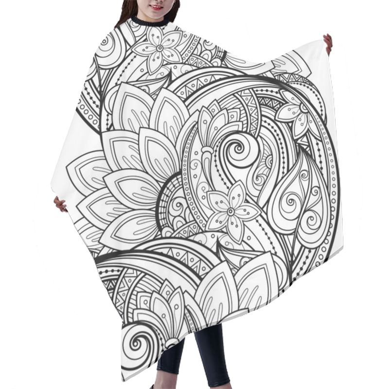 Personality  Seamless Monochrome Floral Pattern Hair Cutting Cape