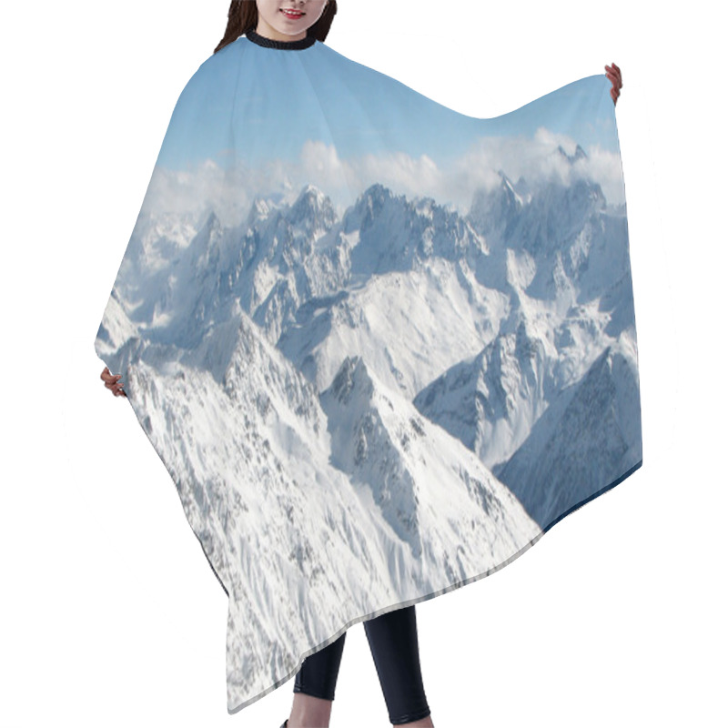 Personality  Caucasian View. Glacier And Ridges. Hair Cutting Cape