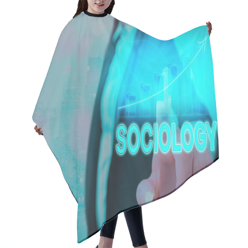 Personality  Text Sign Showing Sociology. Conceptual Photo Scientific Analysis Of A Social Institution As A Functioning Whole Arrow Symbol Going Upward Denoting Points Showing Significant Achievement. Hair Cutting Cape