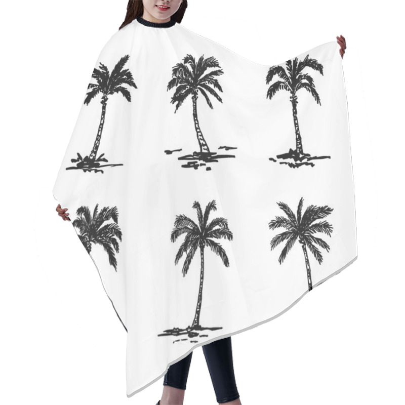 Personality  Hand Drawn Palm Trees Set Hair Cutting Cape