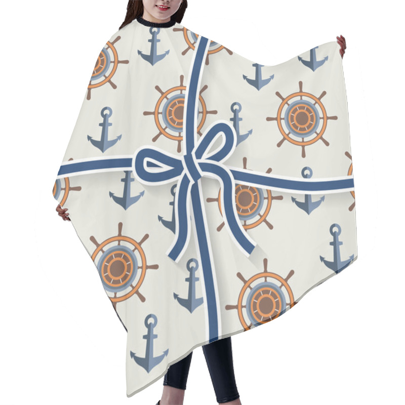 Personality  Marine Pattern Of Anchors And Steering Wheels . Hair Cutting Cape