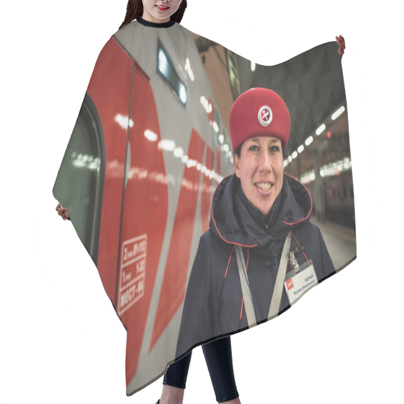 Personality  Portrait Of A Train Conductor Hair Cutting Cape