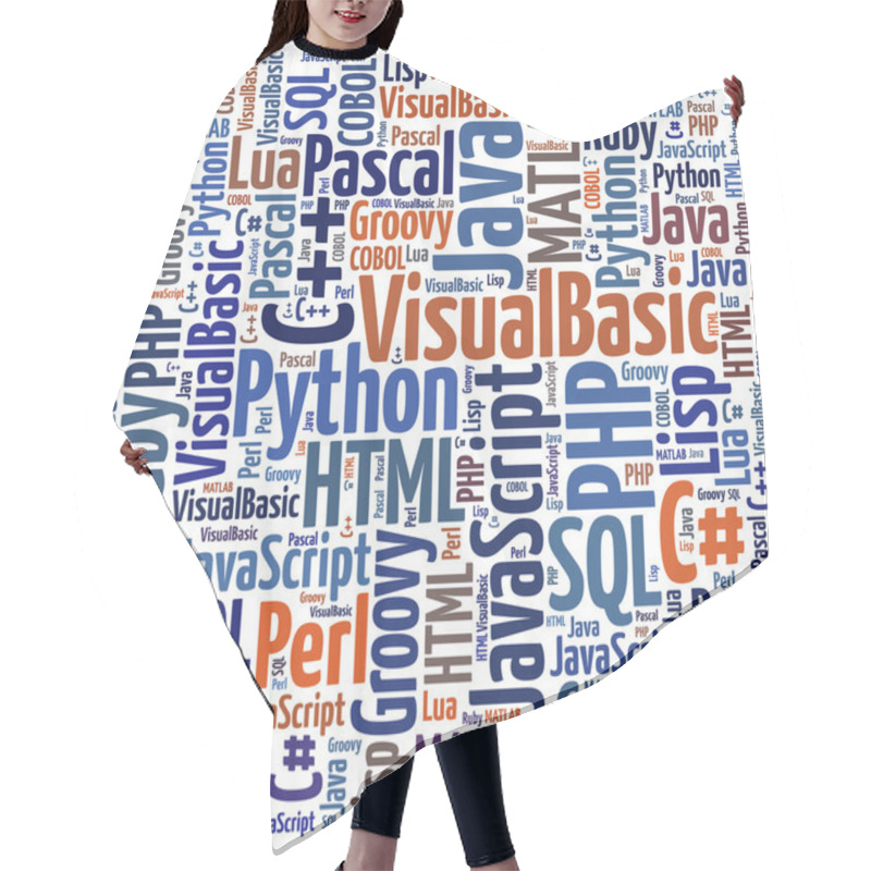 Personality  Word Cloud Programming Languages Or IT Related Hair Cutting Cape