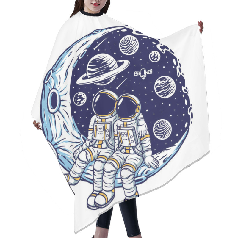 Personality  Romantic on the moon vector illustration hair cutting cape