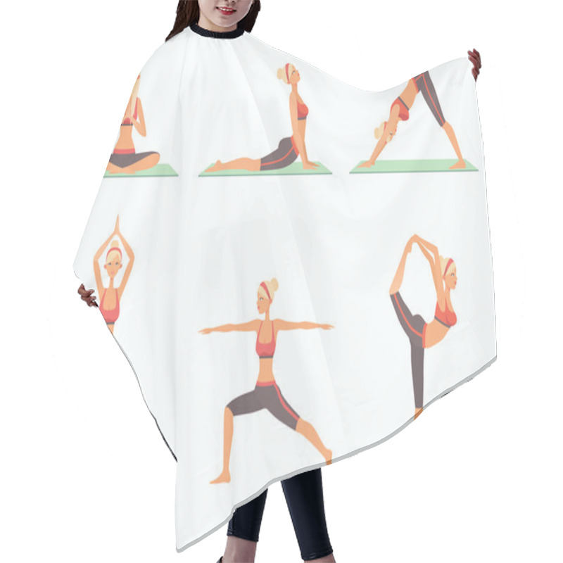 Personality  Set Of Six Basic Yoga Poses Hair Cutting Cape