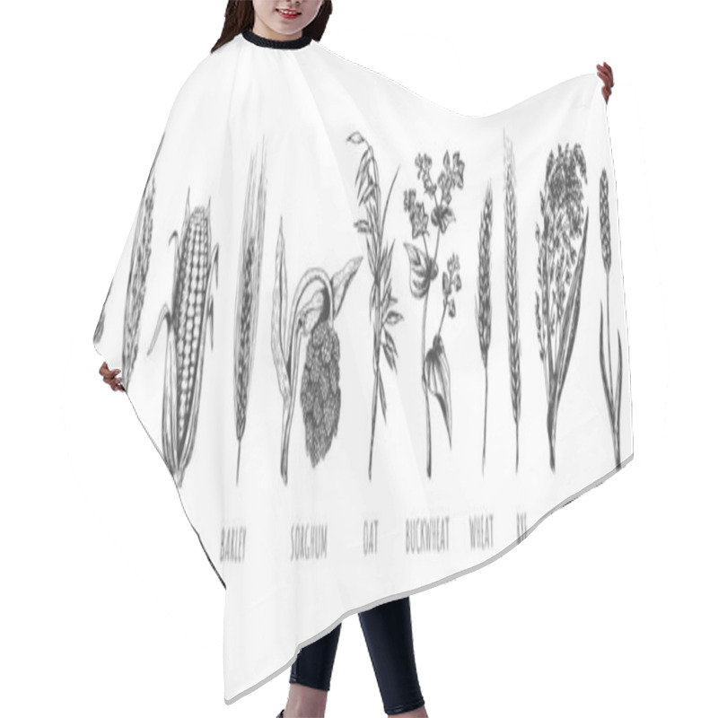 Personality  Wheat Ears Cereals Crop Sketch Set Hair Cutting Cape