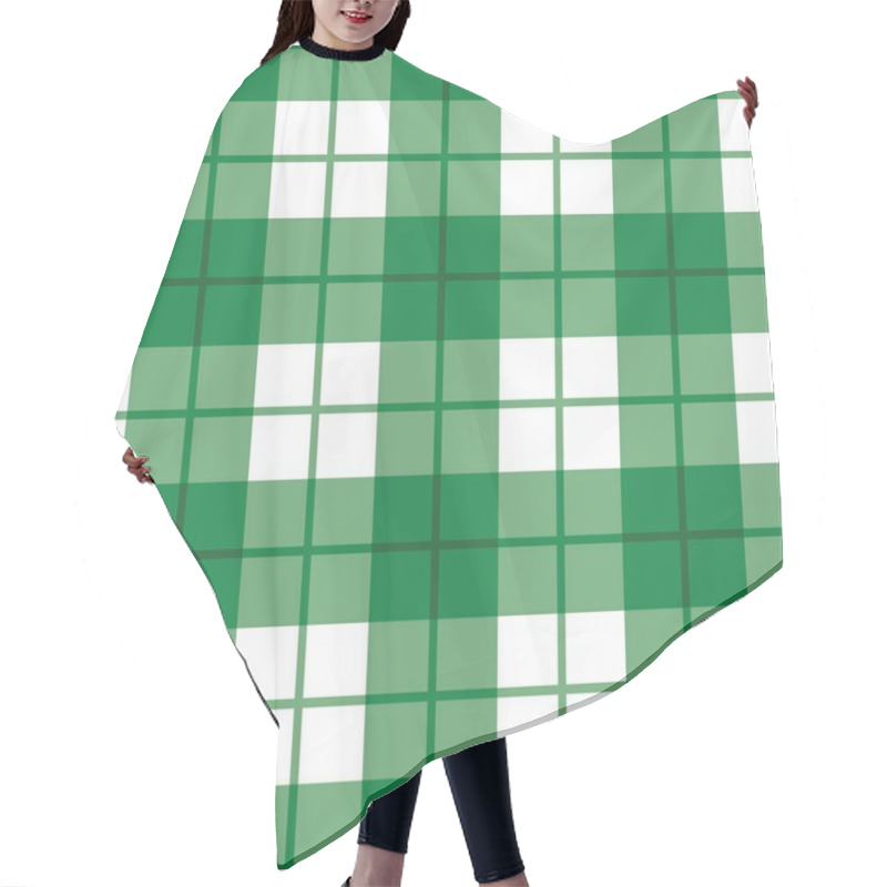 Personality  Straight Plaid Pattern In Green And White Hair Cutting Cape