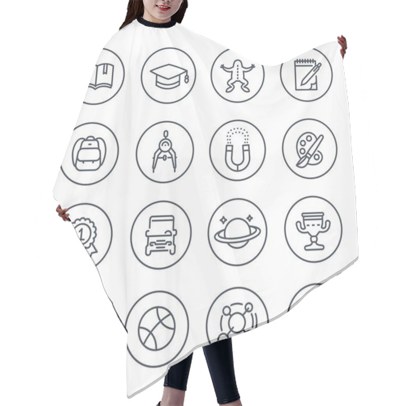 Personality  School And College Line Icons Hair Cutting Cape