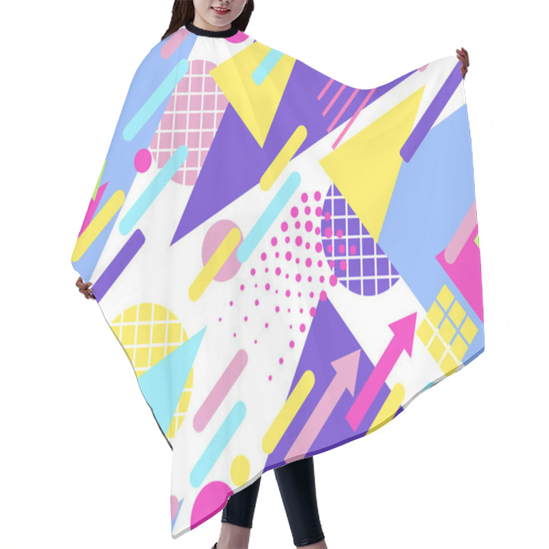 Personality  Memphis Seamless Pattern. Geometric Elements Memphis In The Style Of 80s. Points And Dotted Lines. Vector Illustration Hair Cutting Cape