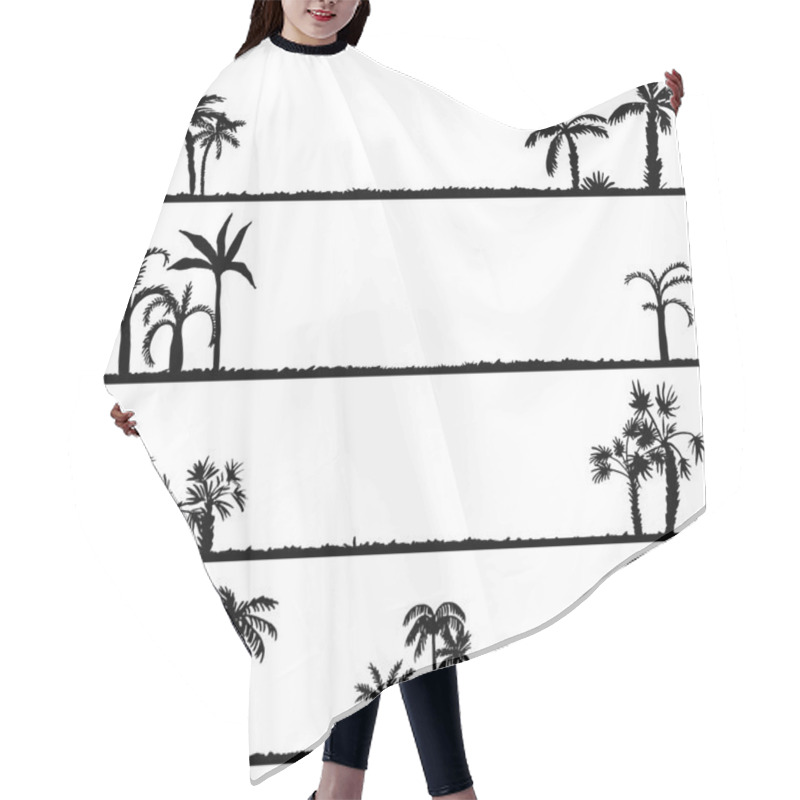 Personality  Set Of Palm Tree Silhouettes Hair Cutting Cape