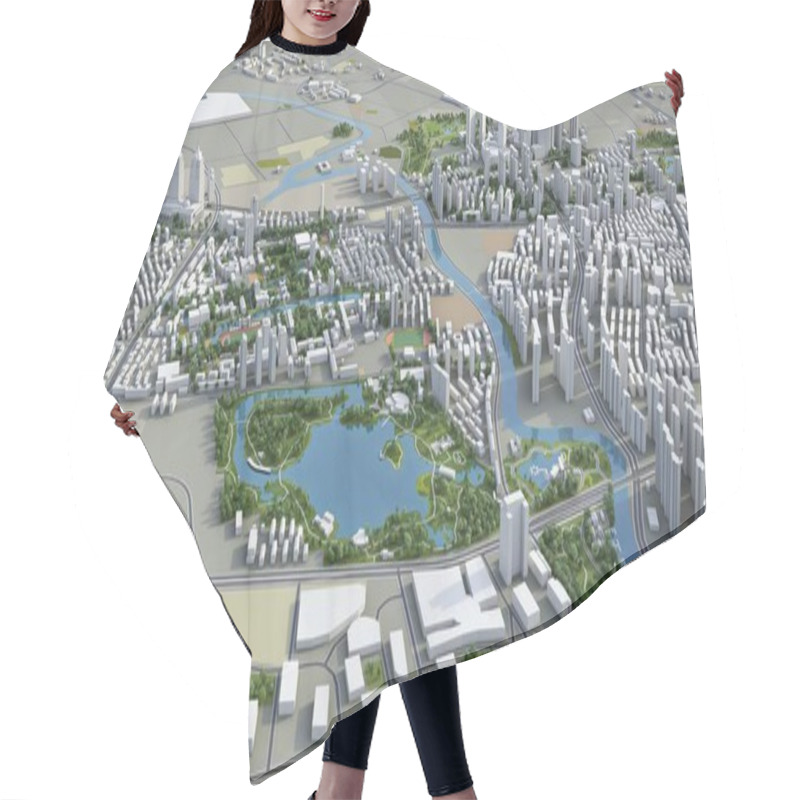 Personality  Shanghai - Suzhou - 3D Model Aerial Rendering Hair Cutting Cape