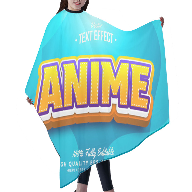 Personality  Anime Text Effect 3D Editable Font Background Blue Gradient Hair Cutting Cape